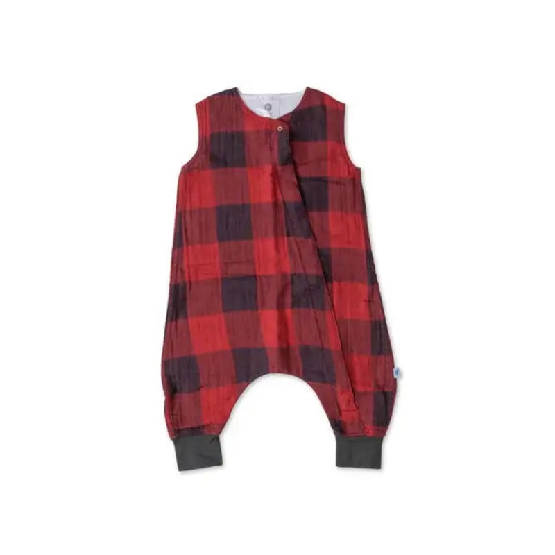 Little Unicorn Cotton Muslin Sleep Romper – Red Plaid