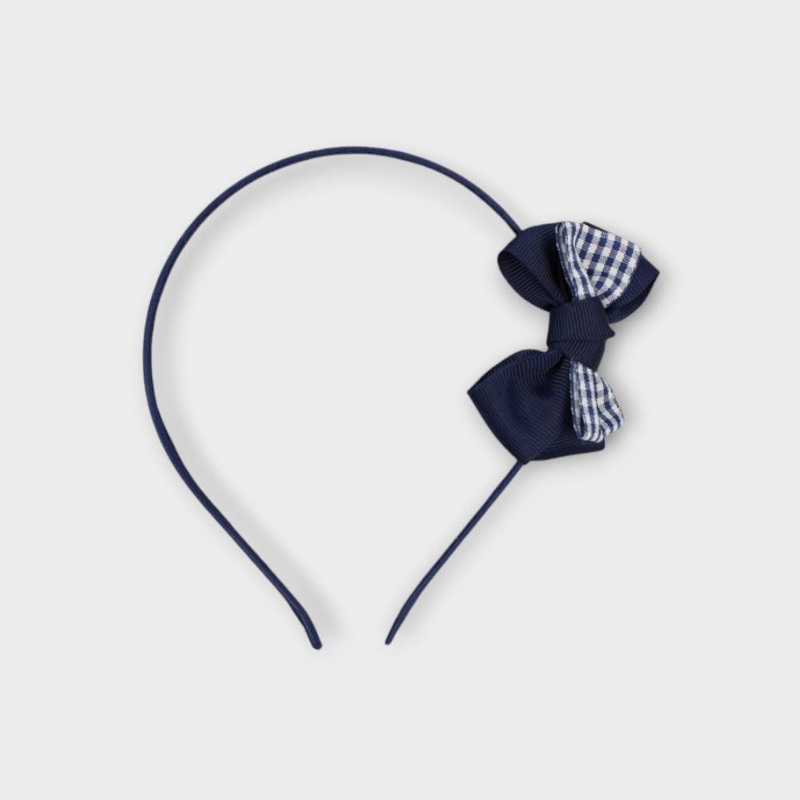 Navy Plastic Hair Band With A Navy Bow