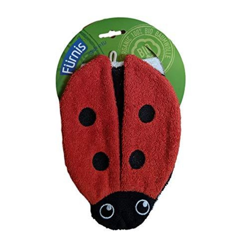 Organic Cotton Washcloth Puppet Ladybug