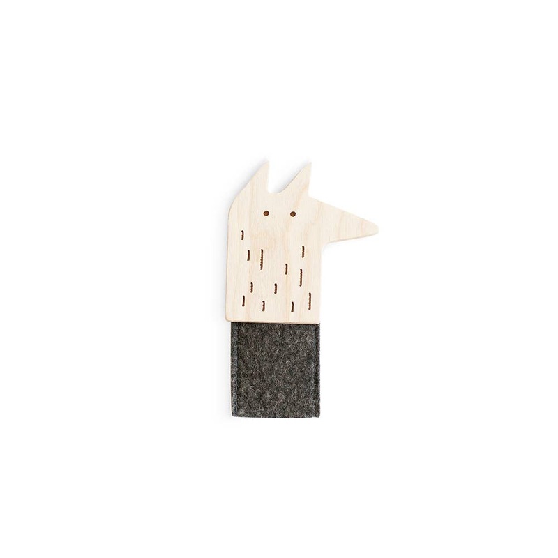 Birch + Felt Finger Puppet – Wolf