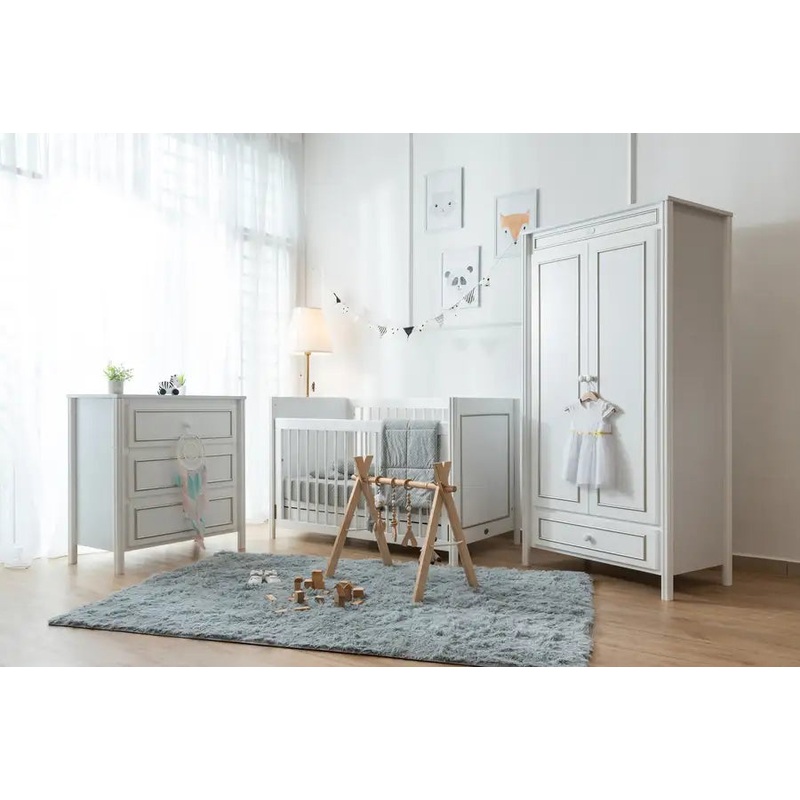 Kapai MERCURY Wooden Baby Cot Drop Side with Drawer