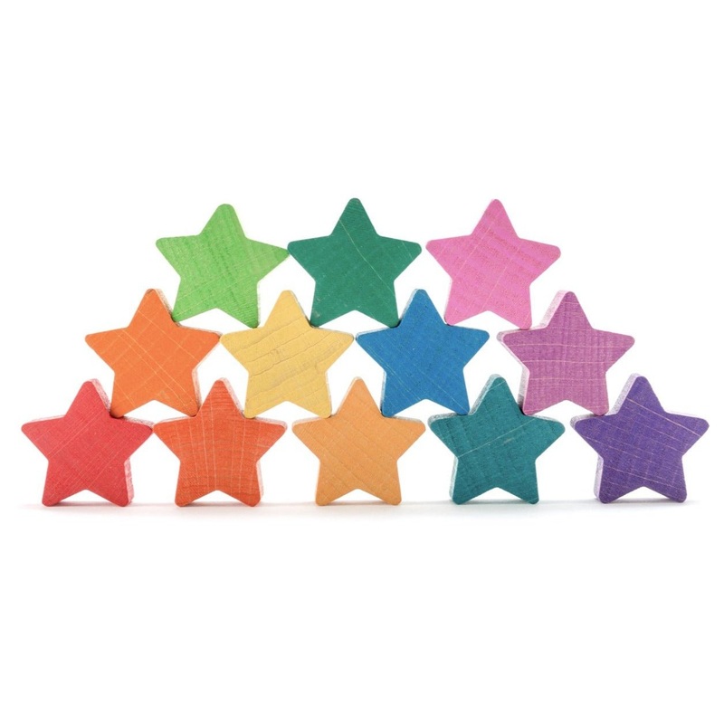 Ocamora – Wooden Stars (Rainbow – 12 pcs)