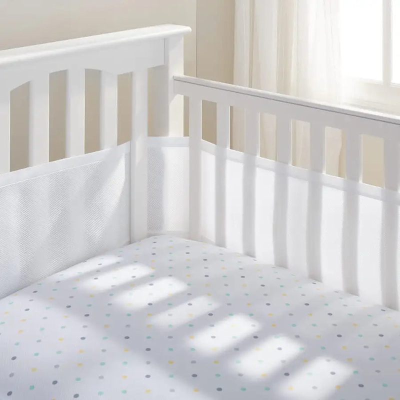 Breathable Baby Mesh Cot Liner 4 Sides – White