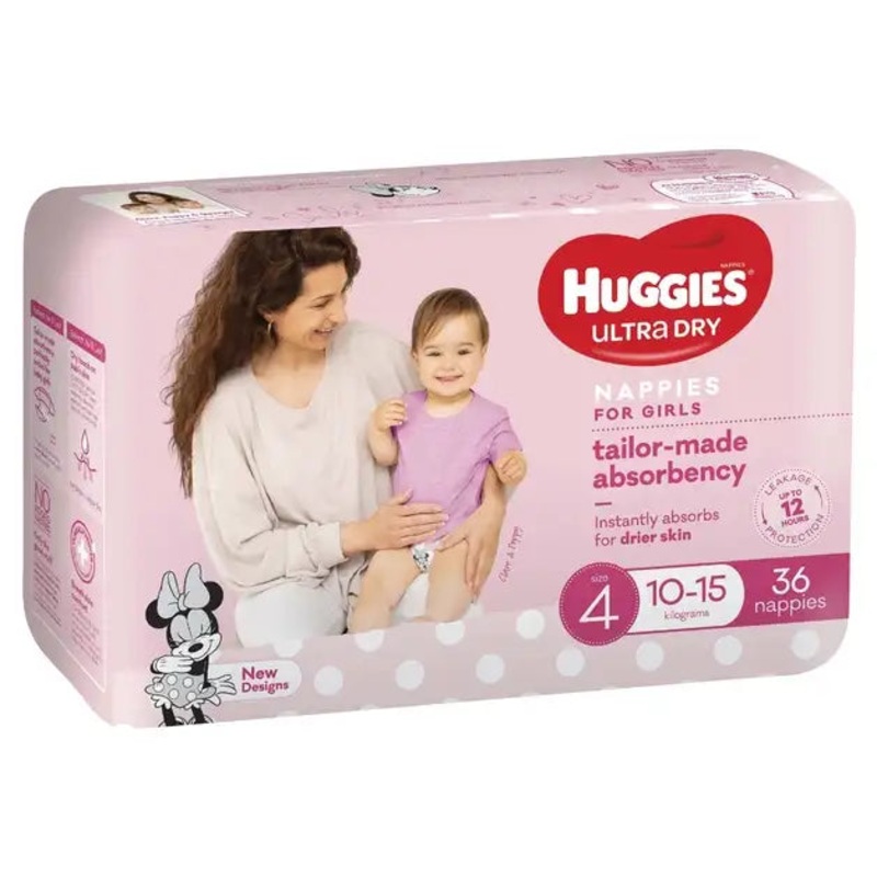Huggies Ultra Dry – Size 4 (10-15kg) GIRLS PACK