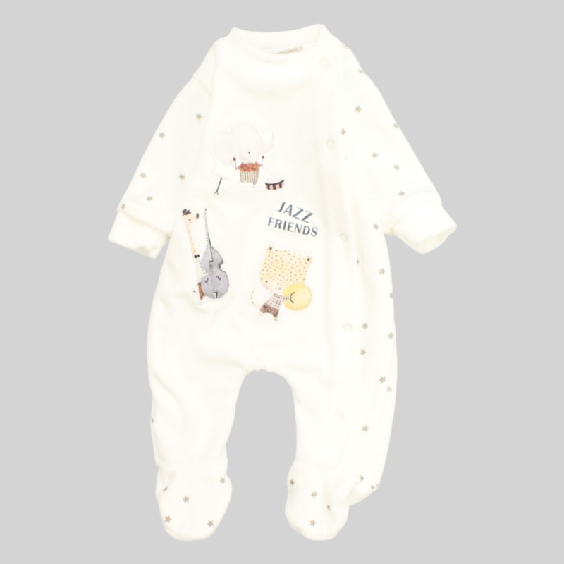 Jazz Friends Long-Sleeved Baby Footie