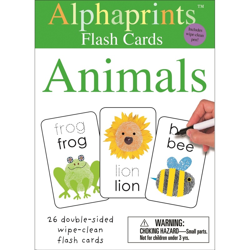 Alphaprints : Wipe Clean Flash Cards Animals – Board Book
