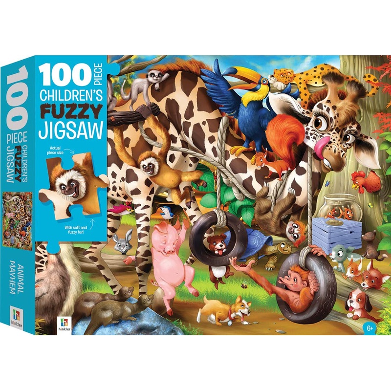 100-Piece Children’s Fuzzy Jigsaw: Animal Mayhem