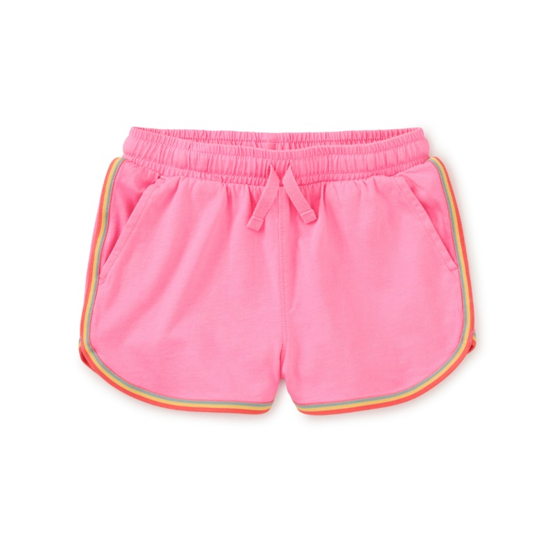 Rainbow Binding Track Shorts – Sachet Pink by Tea Collection