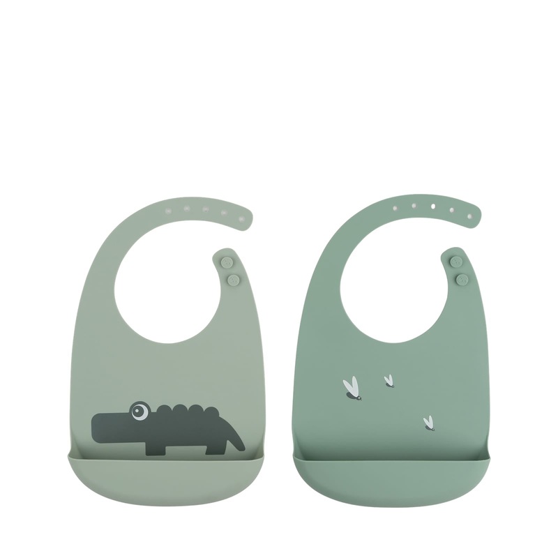 Silicone Bib 2 Pack – Croco Green