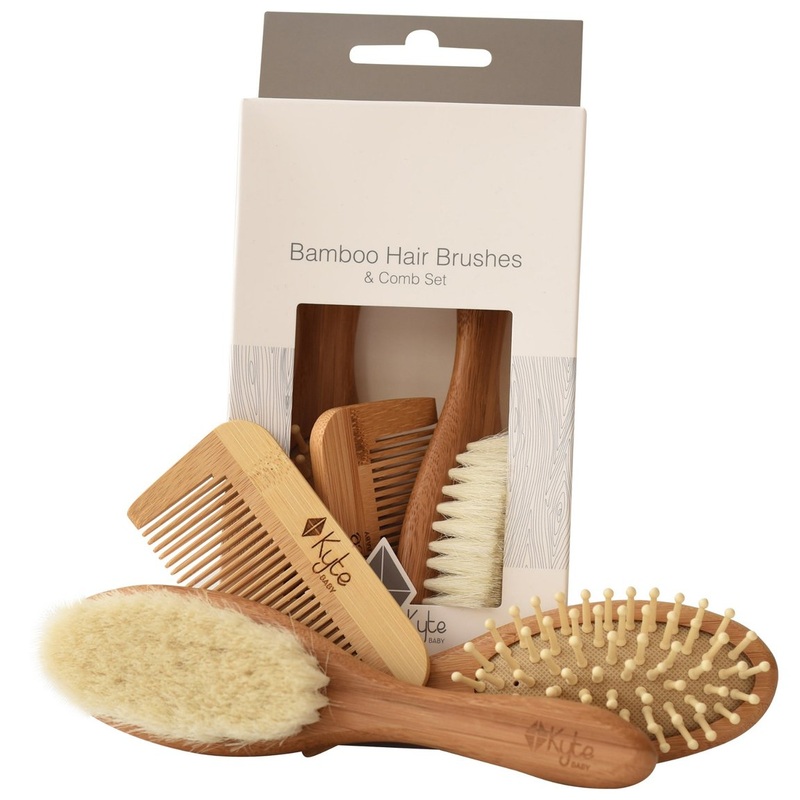 Bamboo Hair Brushes + Comb Set – 3 pieces by Kyte Baby