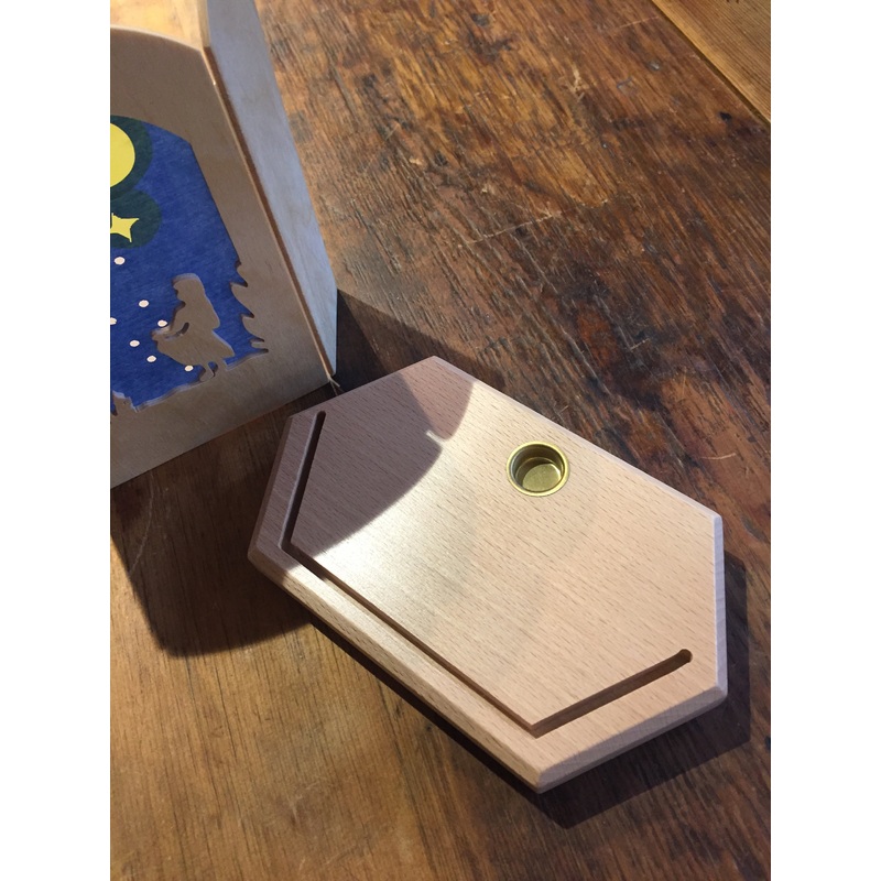 Carved Wooden Stand for Tissue Paper Silhouette and Beeswax Candles