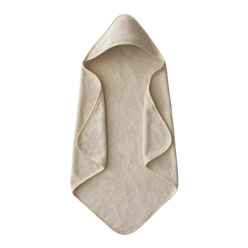 Mushie Organic Cotton Baby Hooded Towel (Fog)