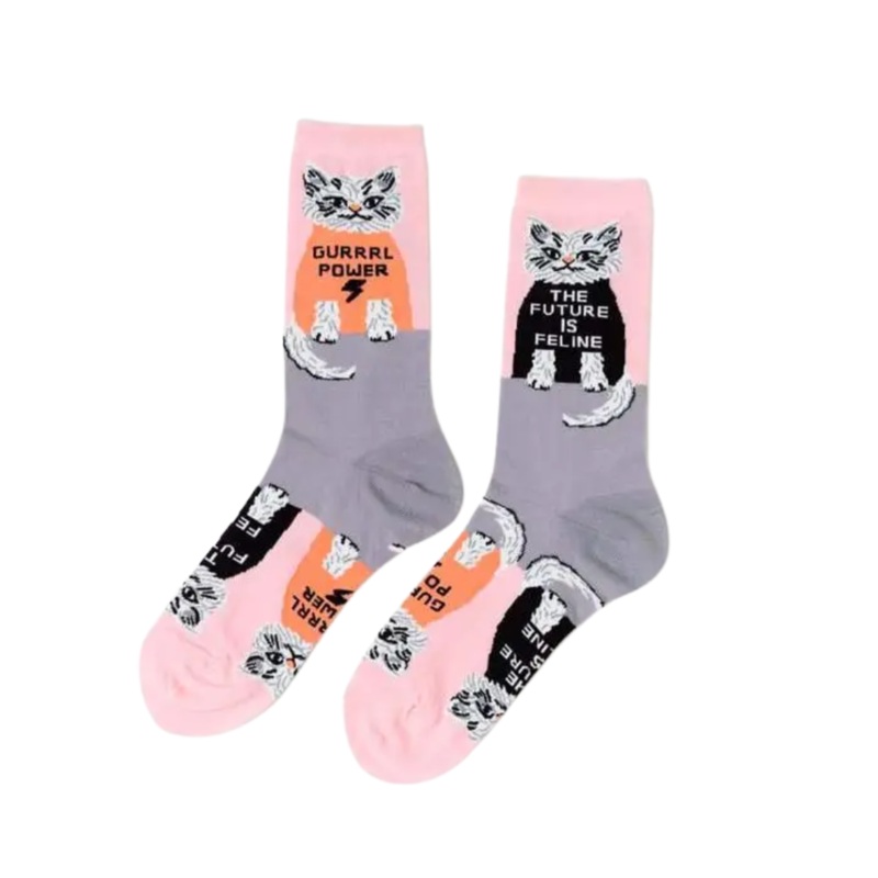 Women’s – Future Is Feline Crew Socks by Yellow Owl Workshop