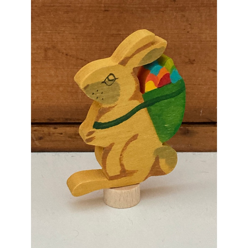 Wooden Deco by Grimm’s – Handcoloured EASTER RABBIT with BASKET
