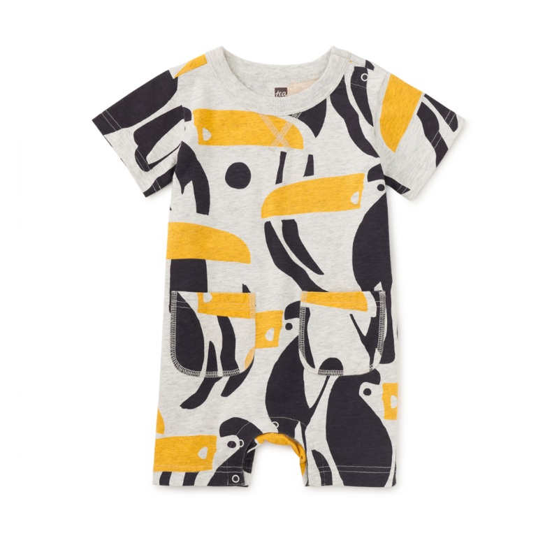 Double Pocket Baby Romper – Toucan Cut Out by Tea Collection