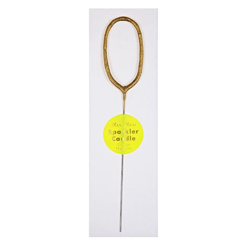 Sparkler Number Birthday Candle – 0 by Meri Meri