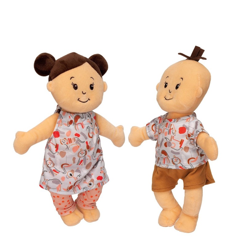 Wee Baby Stella Twins – Peach with Brown Hair by Manhattan Toys
