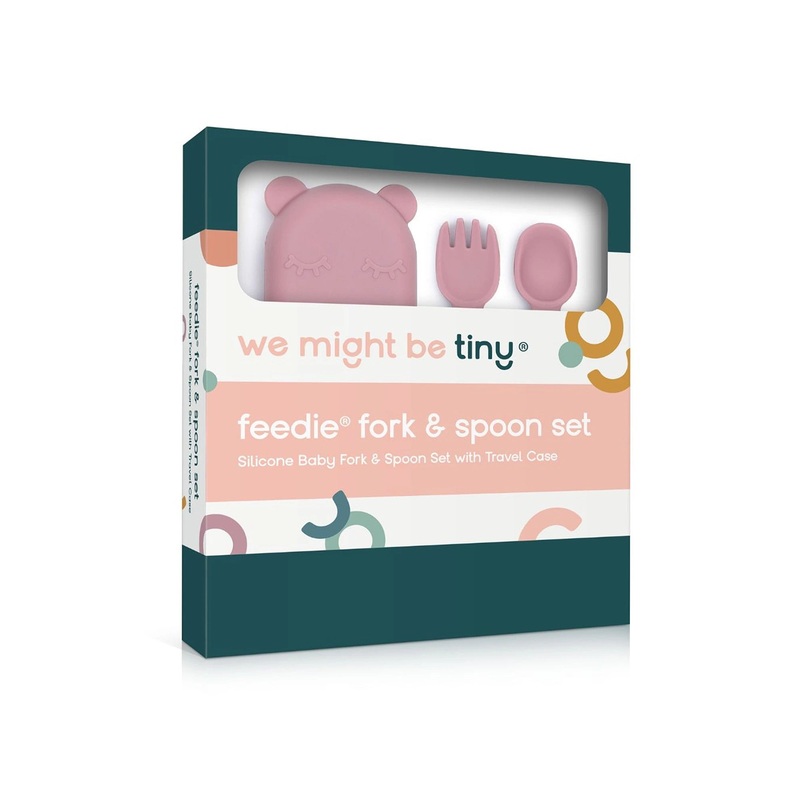 Feedie Fork and Spoon Set Dusty Rose