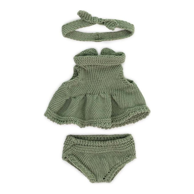 Knitted Doll Outfit 8 1/4 – Dress & Headband by Miniland