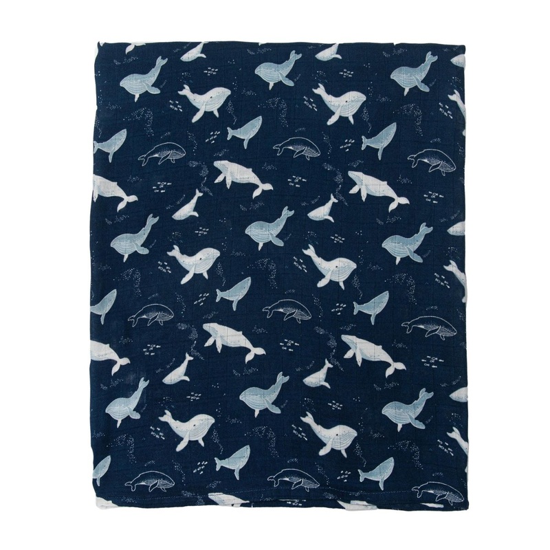 Luxe Muslin Swaddle – Whales by Loulou Lollipop