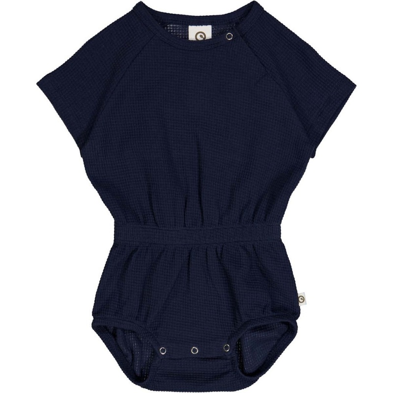 Waffle Raglan Short-Sleeve Bodysuit – Night Blue