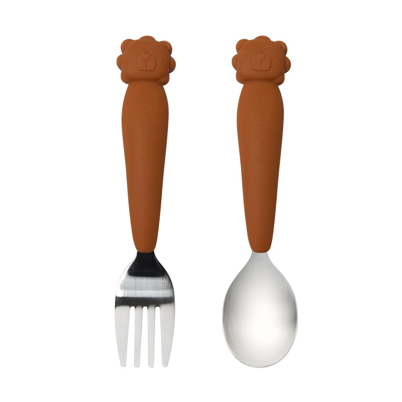 Kids’ Spoon & Fork Set – Lion by Loulou Lollipop