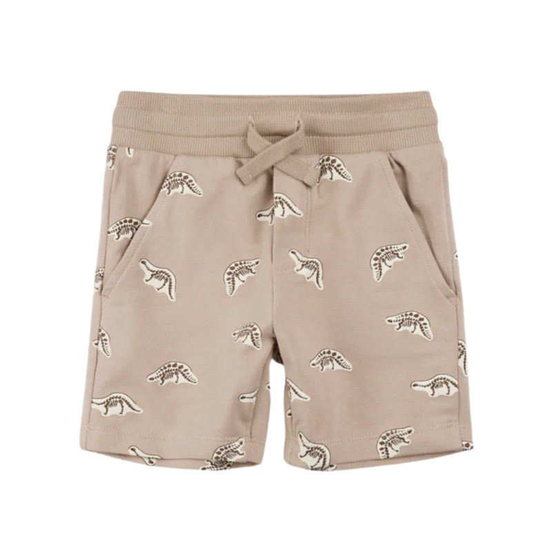 Dino Fossil Print on Taupe Shorts by miles the label.