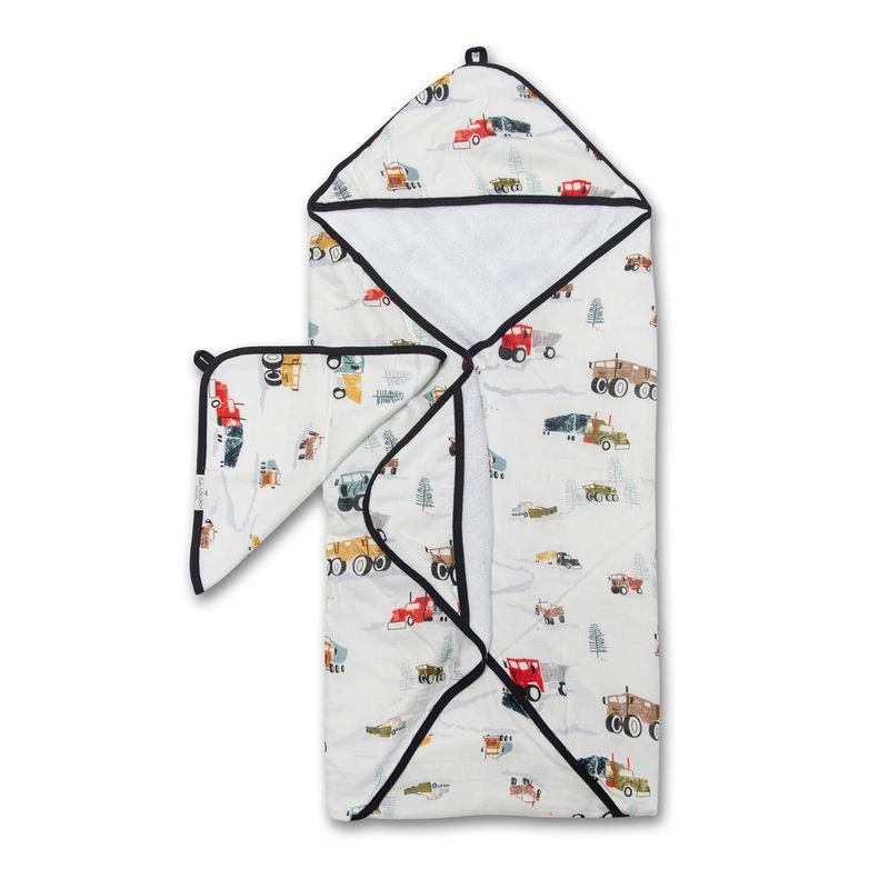 LouLou LOLLIPOP Hooded Towel Set (Happy Trucks)