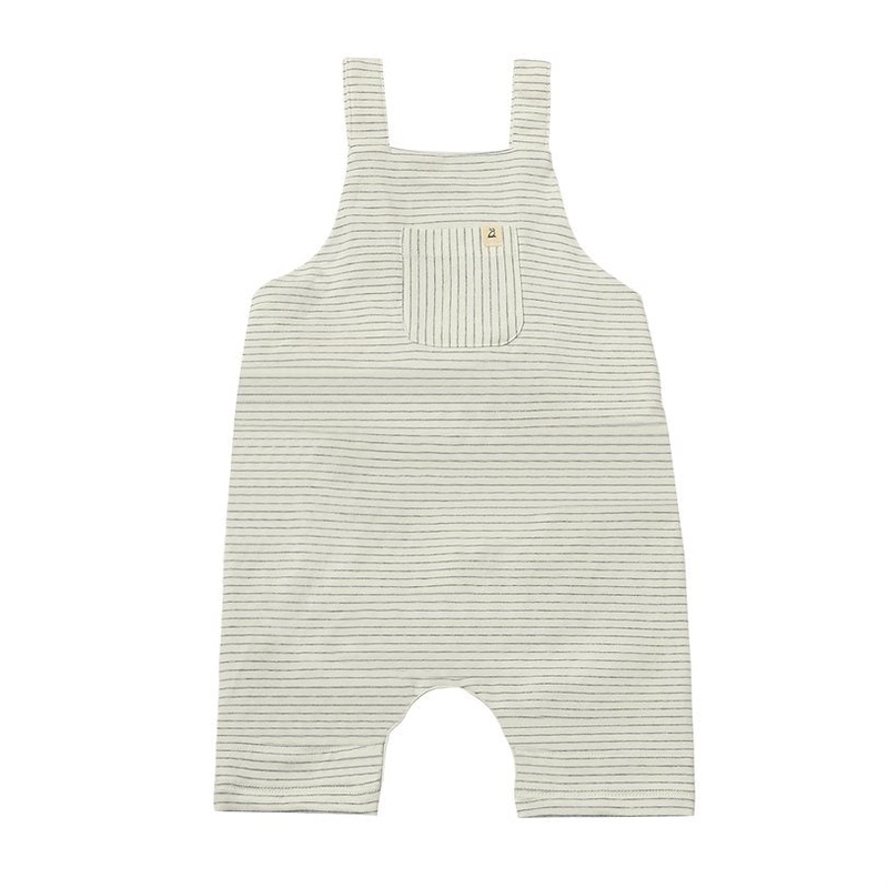 Me & Henry Dandy Jersey Romper (White/Grey Stripe)