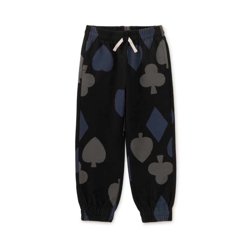 Printed Easy Fit Joggers – Winning Hand Black by Tea Collection – FINAL SALE