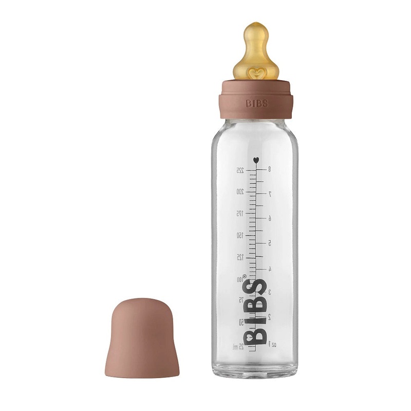 BIBS Baby Glass Bottle Complete Set Latex 225ml (Woodchuck)