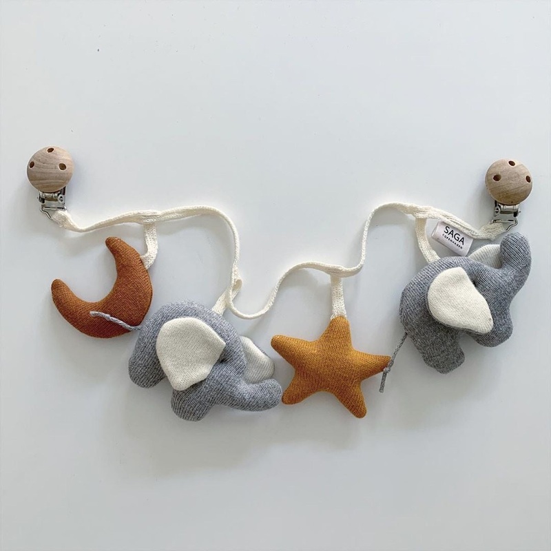 Pram Chain Pokka  Grey & Almon