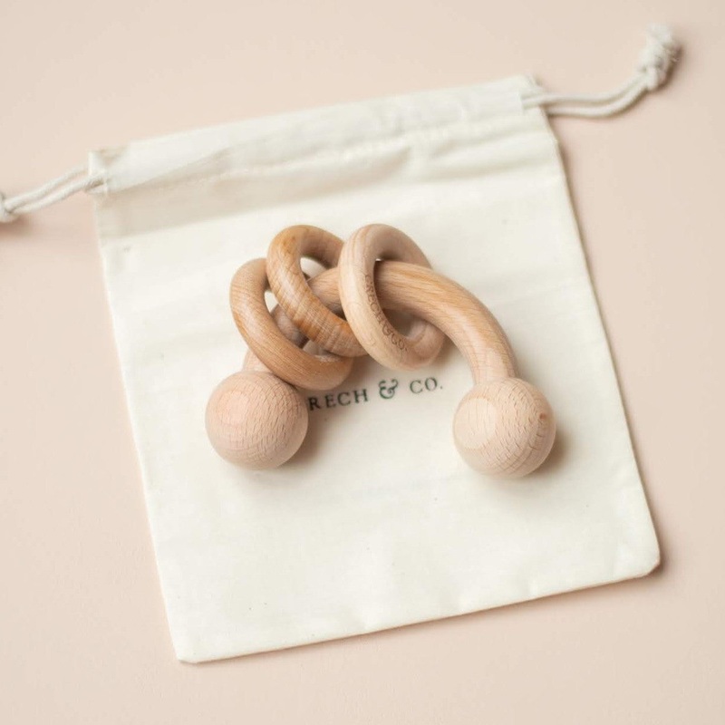 Rainbow Wood Baby Rattle by Grech & Co.