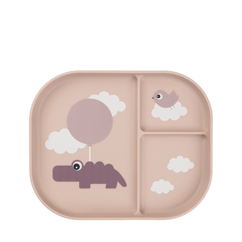 Anti Slip Compartment Plate – Happy Clouds Powder