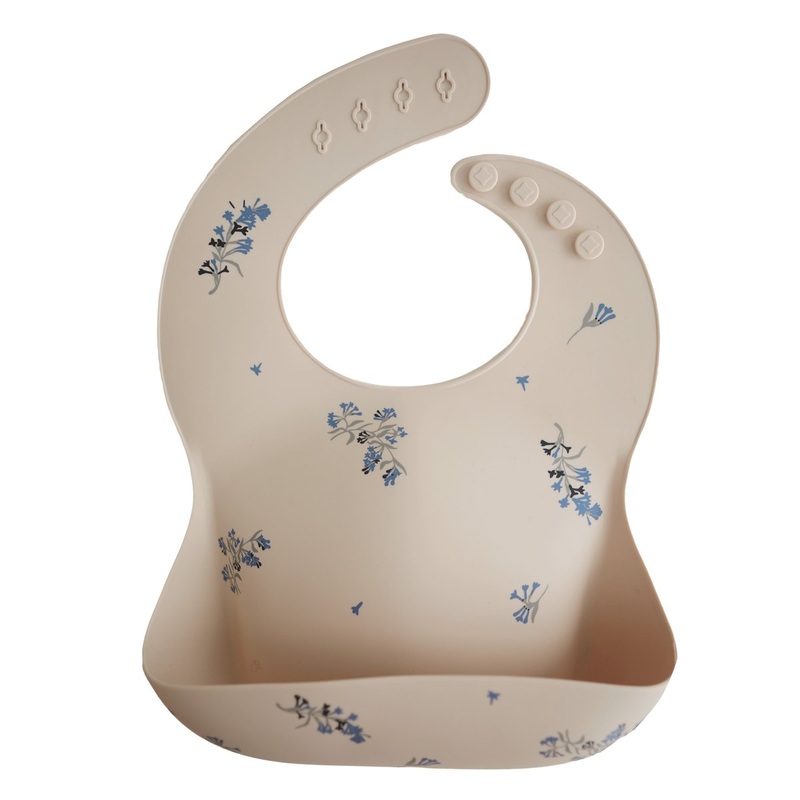 Silicone Baby Bib – Lilac Flowers by Mushie & Co