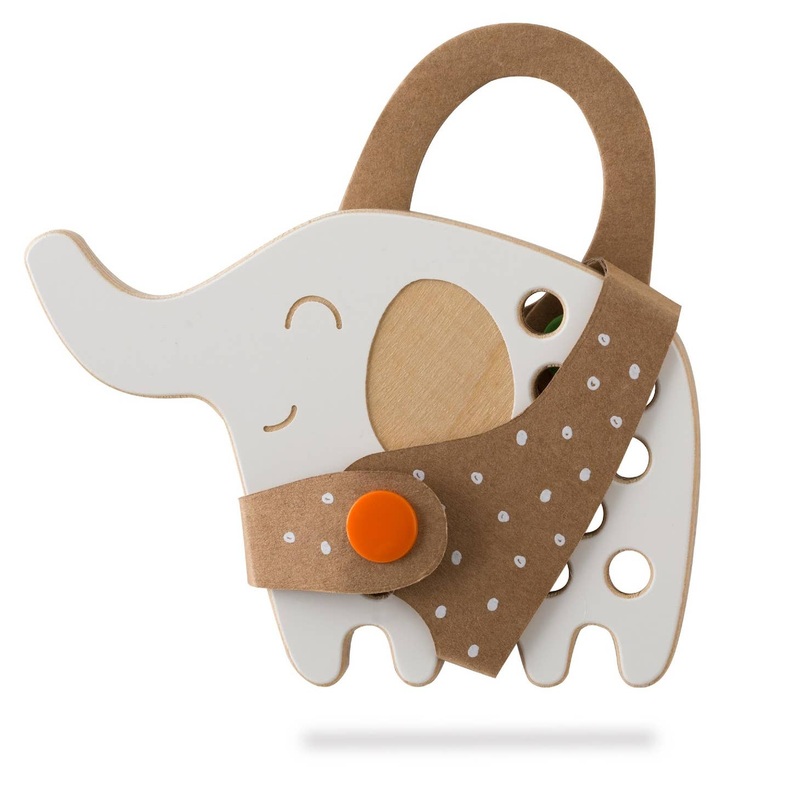 The Elephant – Small Wooden Lacing Toy by Milin