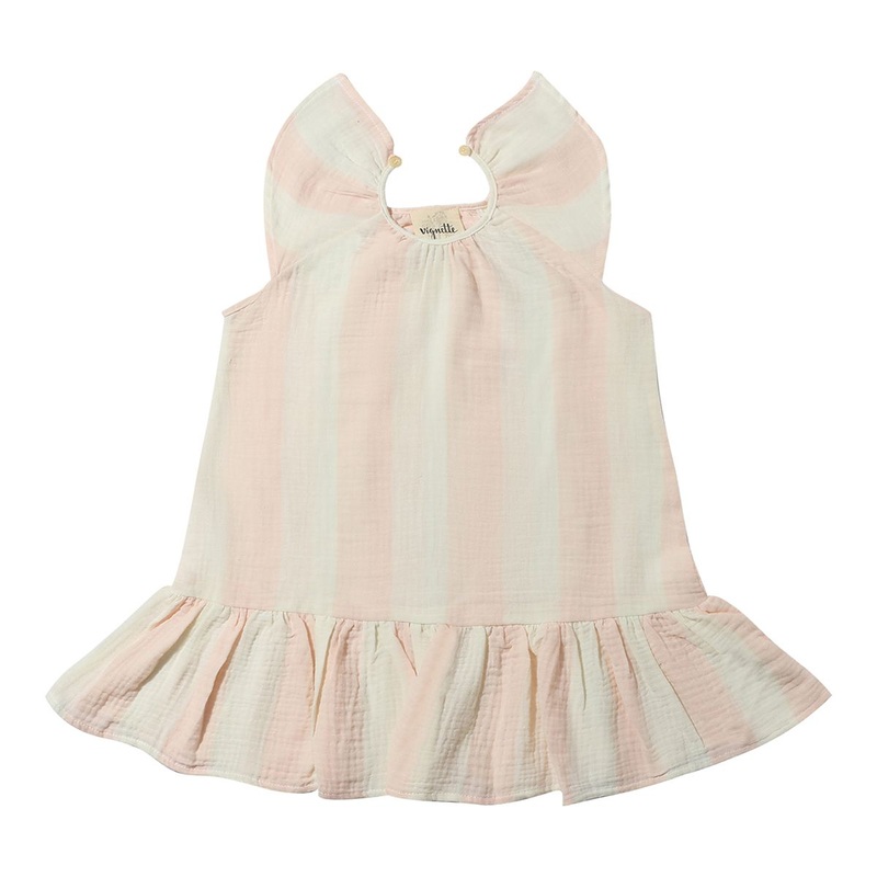 Vignette Bennie Dress (Pink Stripe Gauze)