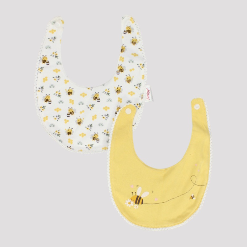 Little Bees Bib (Pack Of 2)|Multicolor|0-3M
