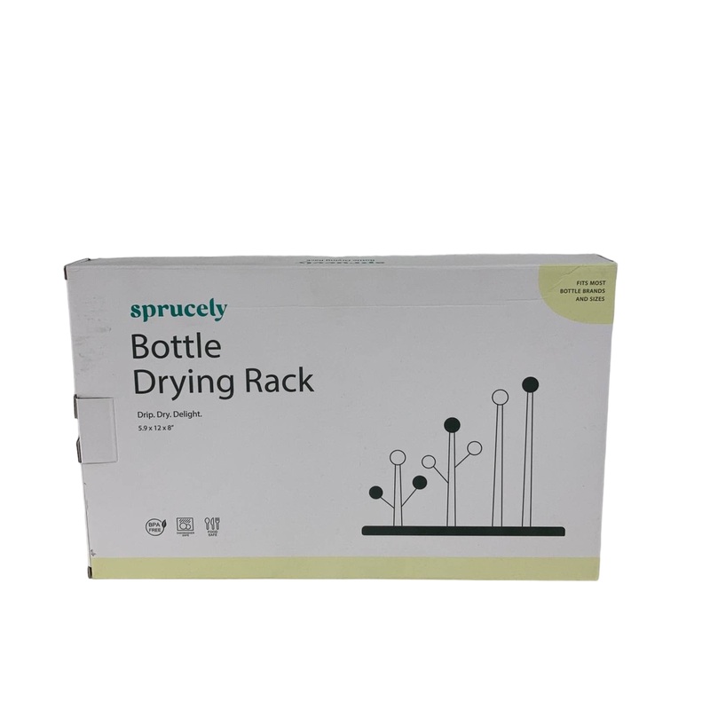 Sprucely Bottle Drying Rack, White/Sage