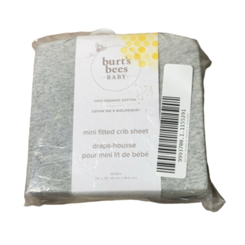 Burt’s Bees Baby Fitted Mini Crib Sheet for Pack ‘n Play or Portable Playard, Heather Grey
