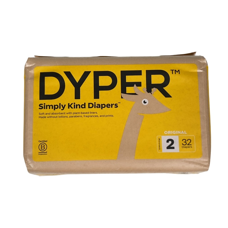 DYPER Bamboo Diapers, Size 2, 32 Count