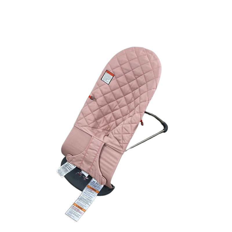 BabyBjorn Bouncer Bliss, Black Frame, Dusty Pink Cotton Classic Quilt