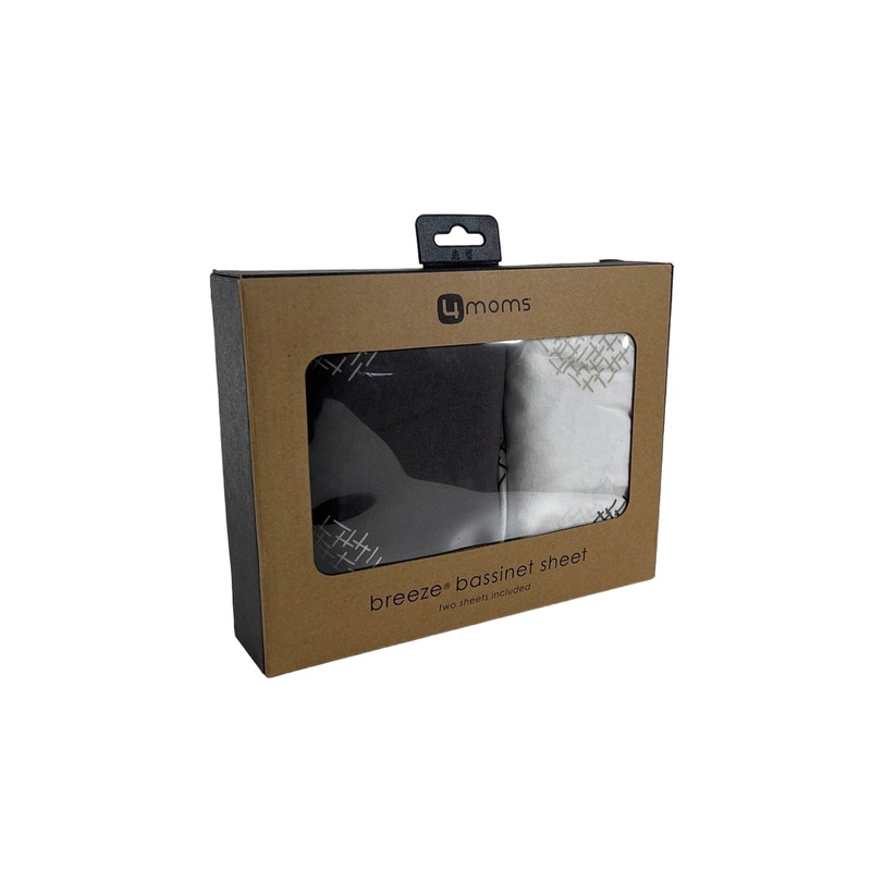 4moms Breeze Cotton Bassinet Sheet, 2 Pack, White & Grey Crosshatch