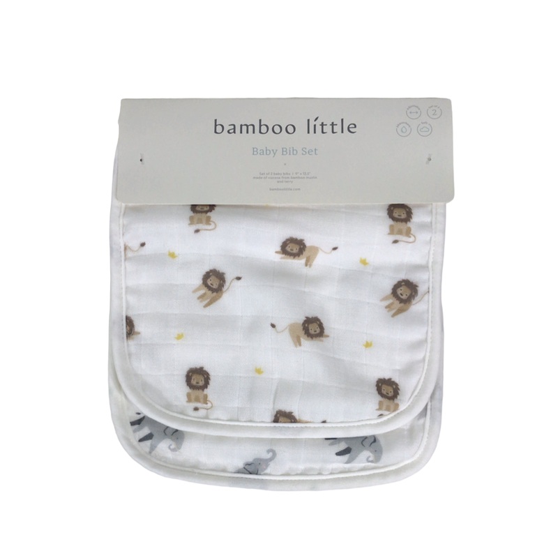 Bamboo Little Baby Bib Set 2 Pack, Elephant & Lion