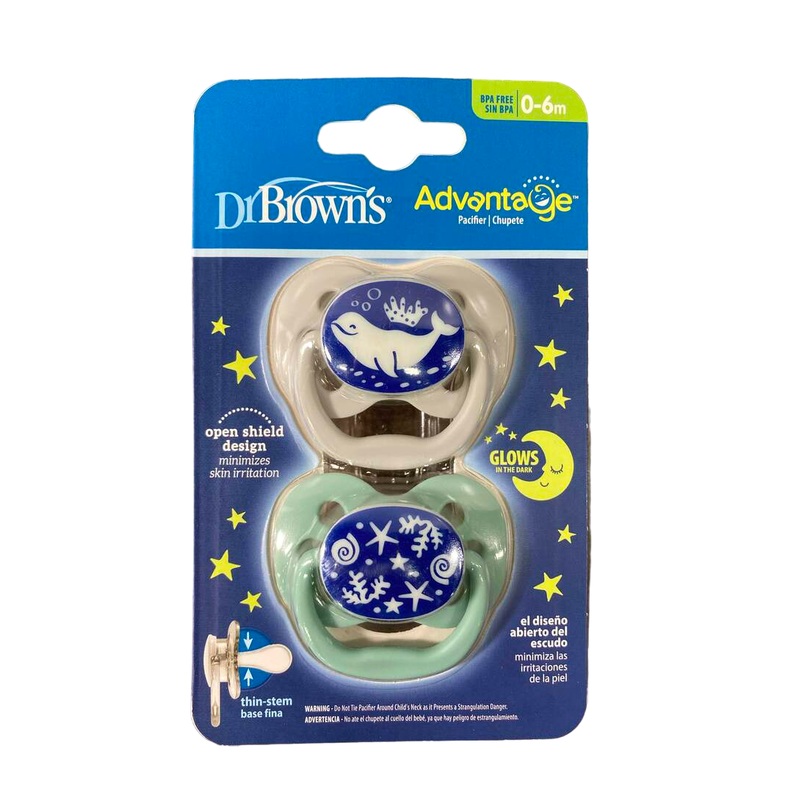 Dr. Brown’s Advantage Pacifier, 2 Pack, 0-6 Months, Blue Ocean