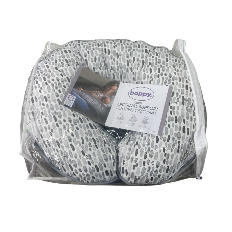 Boppy Luxe Feeding and Infant Support Pillow, Grey Brushstrokes Pennydots