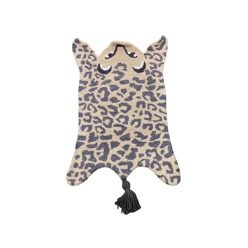 Crane Baby Hand Tufted Wool Animal Shaped Rug, Leopard