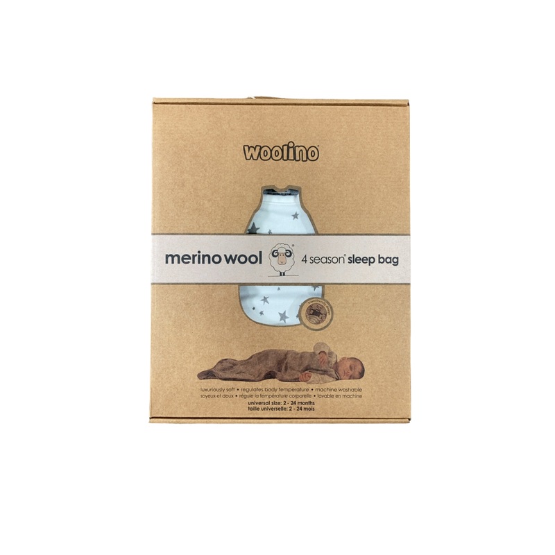 Woolino 4 Seasons Ultimate Sleep Bag, Star White, 2-24 months