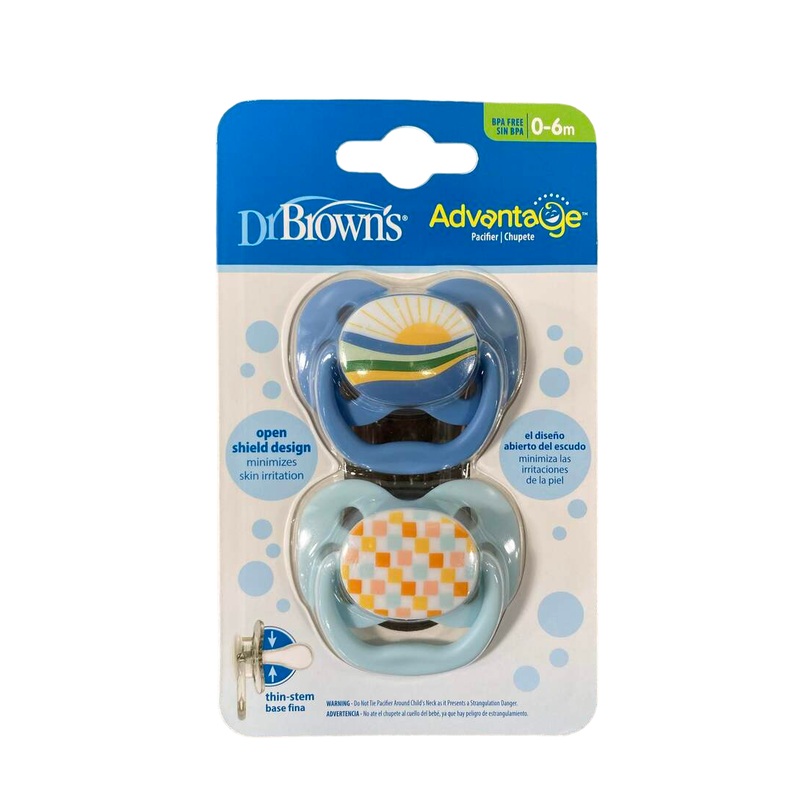 Dr. Brown’s Advantage Pacifier, 2 Pack, 0-6 Months, Blue Sunrise