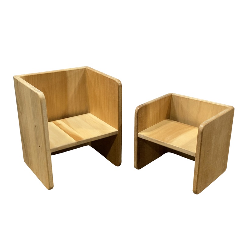Wooden Children’s Cube Table and Chair